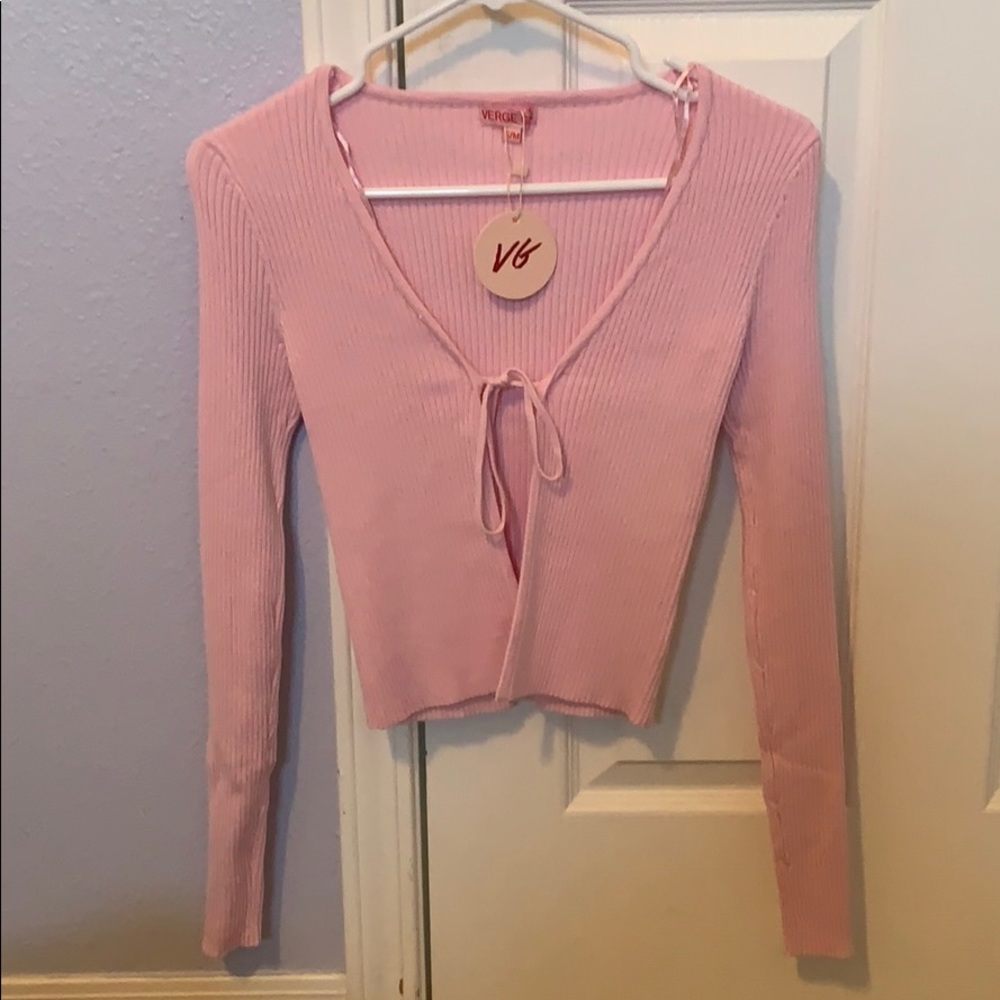 verge girl tie front top in pink